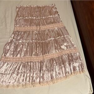 Elegant Pink Satin Skirt